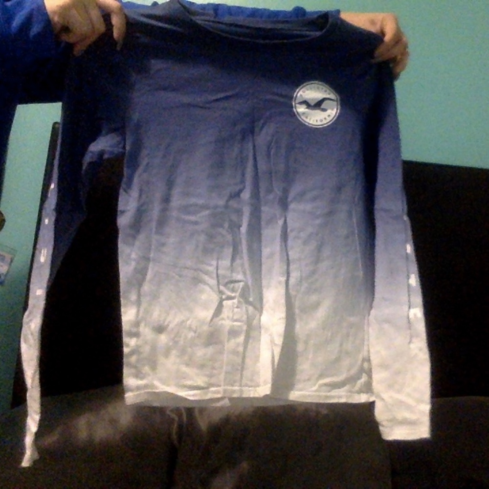 Hollister Blue and White Long Sleeve